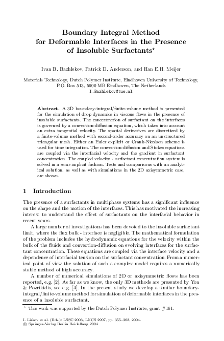 (PDF) Boundary Integral Method for Deformable Interfaces in the ...