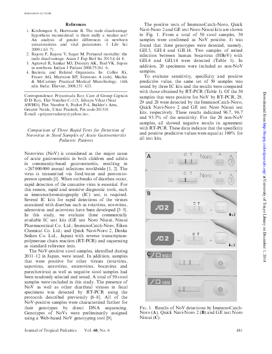 (PDF) Comparison of Three Rapid Tests for Detection of Norovirus in