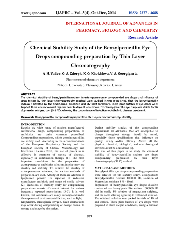 (PDF) Chemical Stability Study of the Benzylpenicillin Eye Drops ...