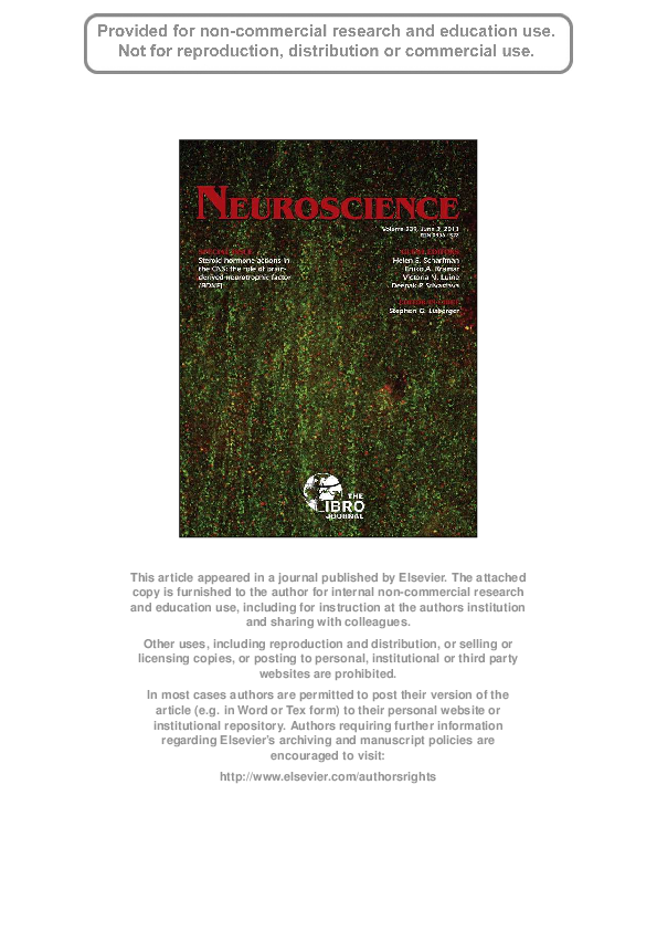 (PDF) Sex differences and the role of estrogen in animal models of ...