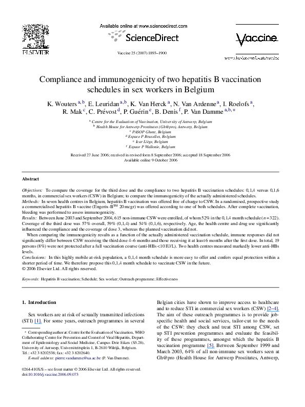 (PDF) Compliance and immunogenicity of two hepatitis B vaccination ...