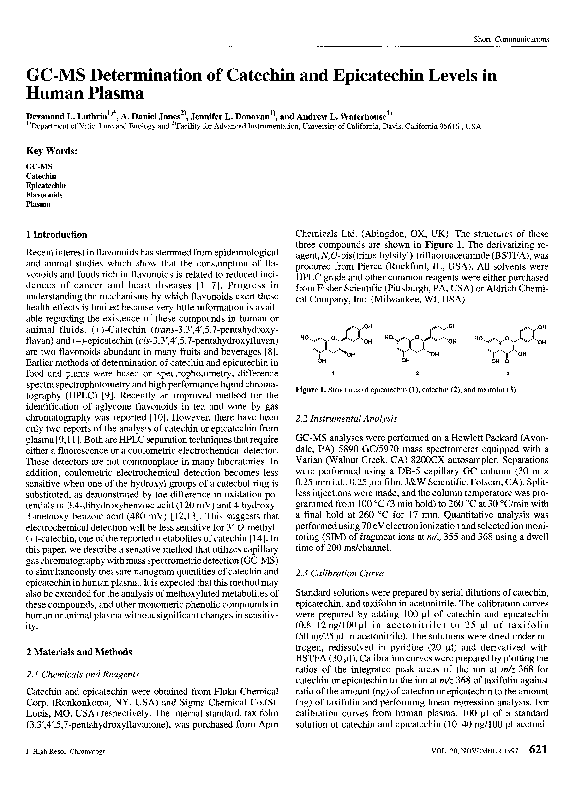 (PDF) GC-MS determination of catechin and epicatechin levels in human ...