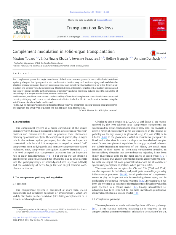 (PDF) Complement modulation in solid-organ transplantation