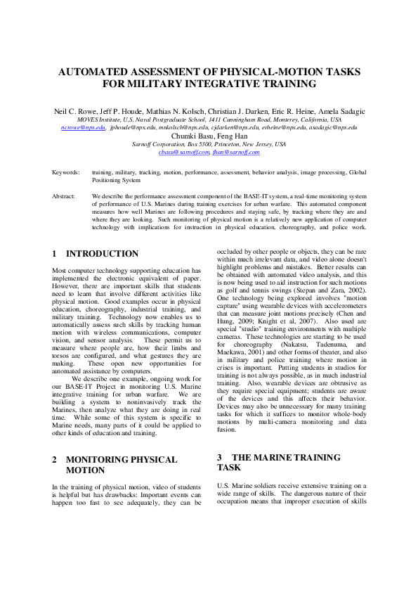 (PDF) Automated assessment of physical-motion tasks for military ...