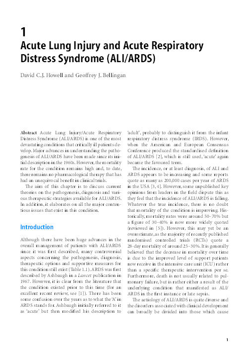 (PDF) Acute Lung Injury and Acute Respiratory Distress Syndrome in Foals
