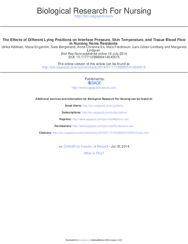 (PDF) The effects of different lying positions on interface pressure ...