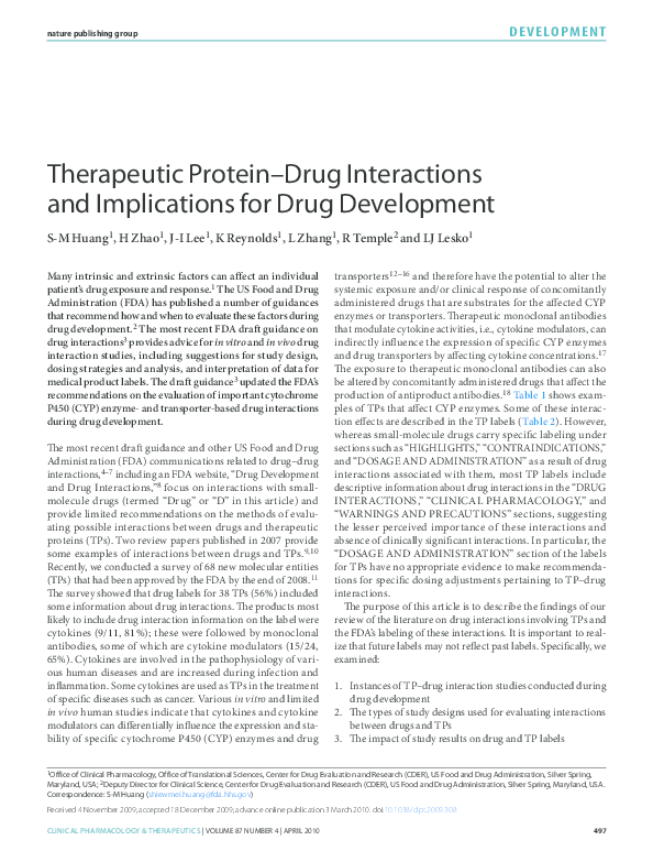 (PDF) Therapeutic protein-drug interactions and implications for drug ...