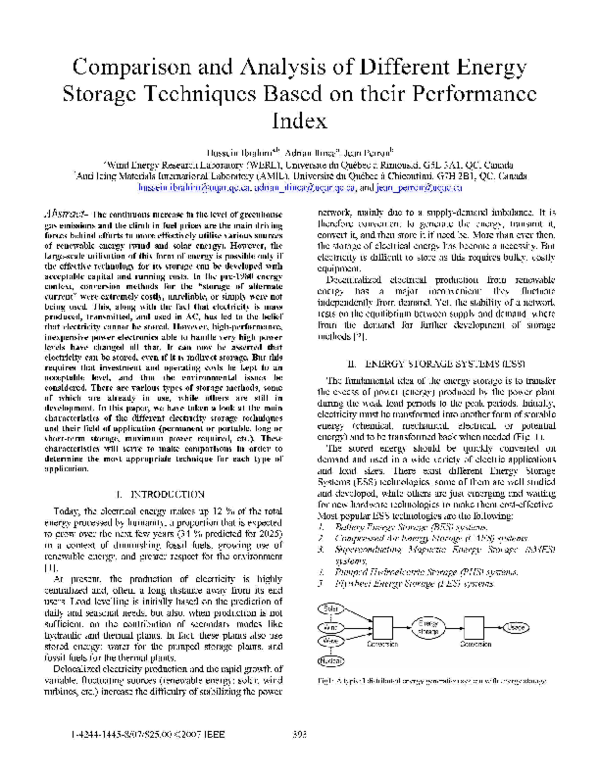 (PDF) Comparison and Analysis of Different Energy Storage Techniques ...