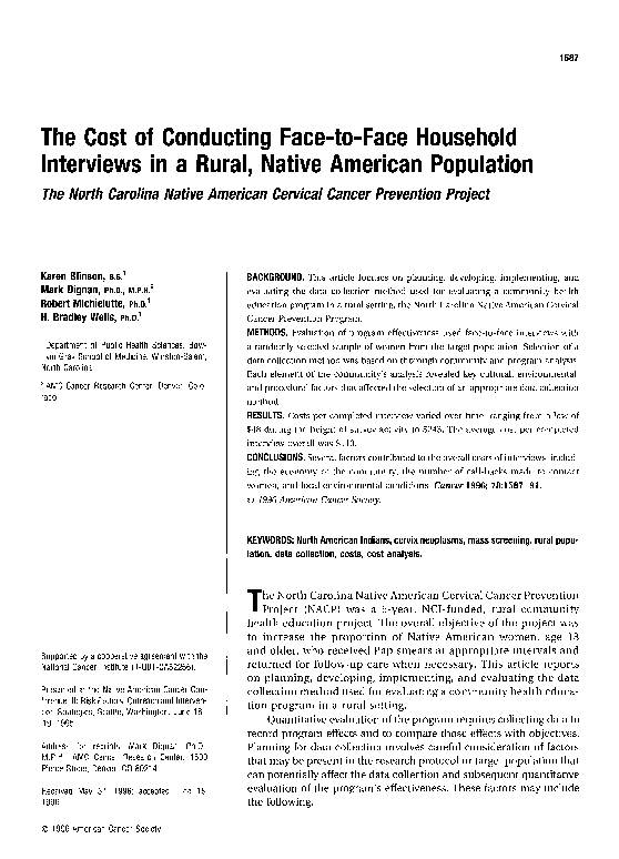 (PDF) The cost of conducting face-to-face household interviews in a ...