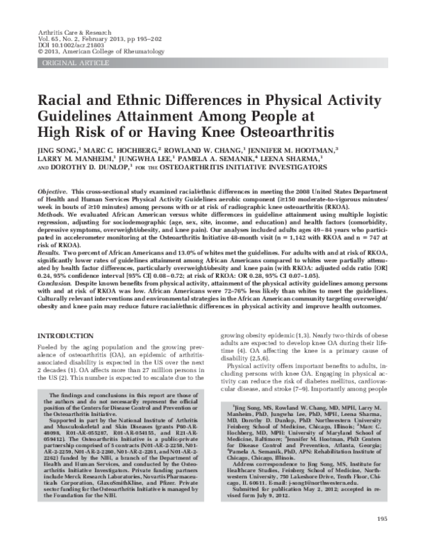 (PDF) Racial and ethnic differences in physical activity guidelines ...