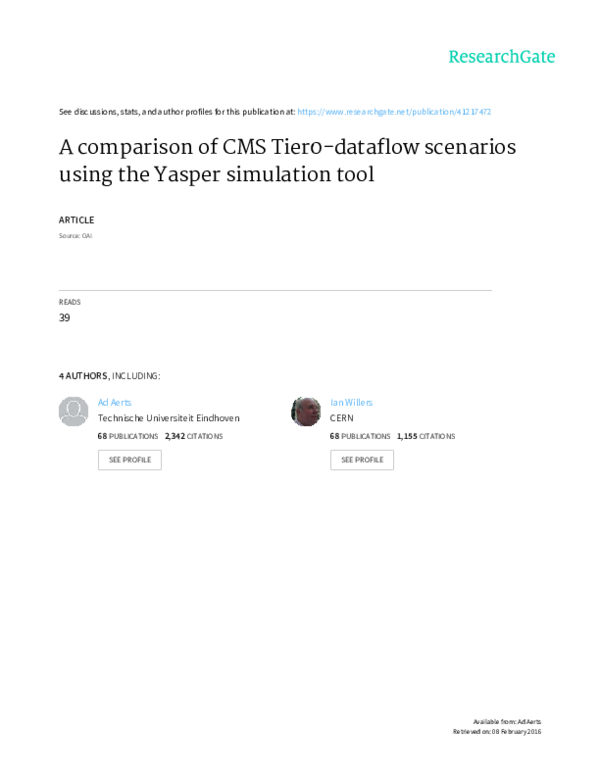 (PDF) A comparison of CMS Tier0-dataflow scenarios using the Yasper ...
