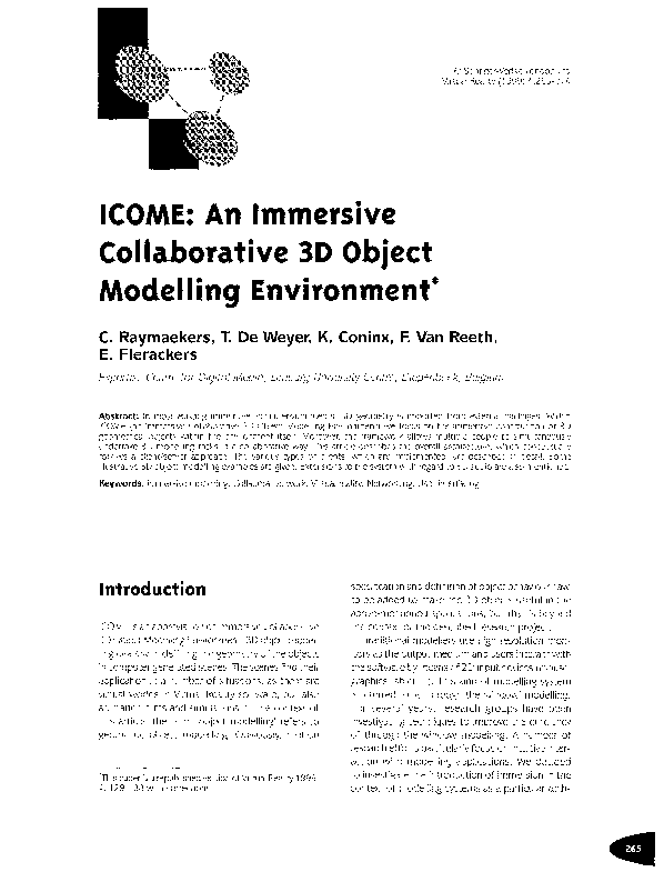 (PDF) ICOME: An Immersive Collaborative 3D Object Modelling Environment