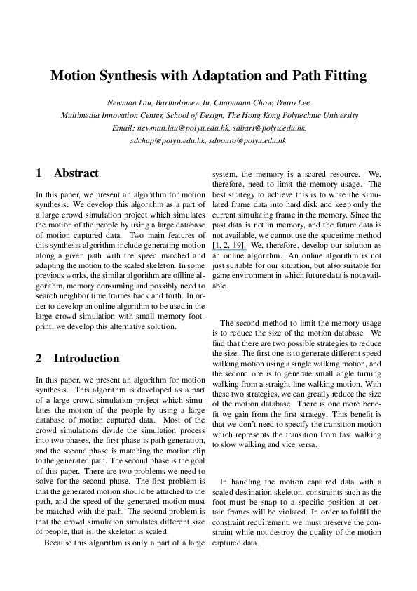 (PDF) 3 Motion Synthesis with Adaptation and Path Fitting
