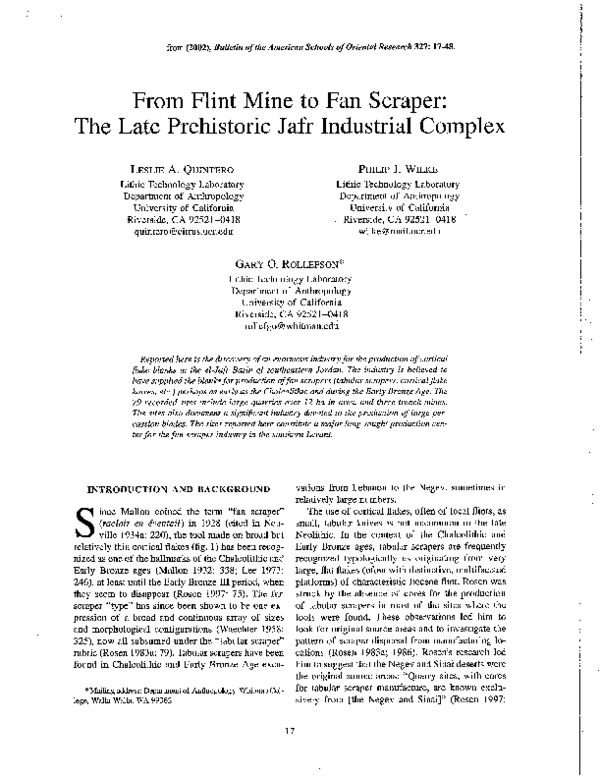 (PDF) From Flint Mine to Fan Scraper: The Late Prehistoric Jafr ...