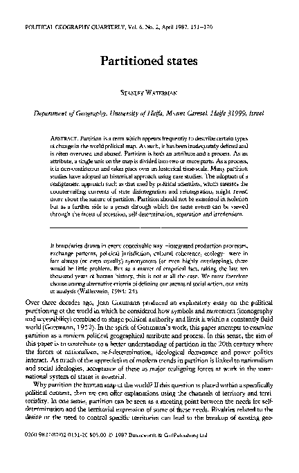 (PDF) Partitioned states