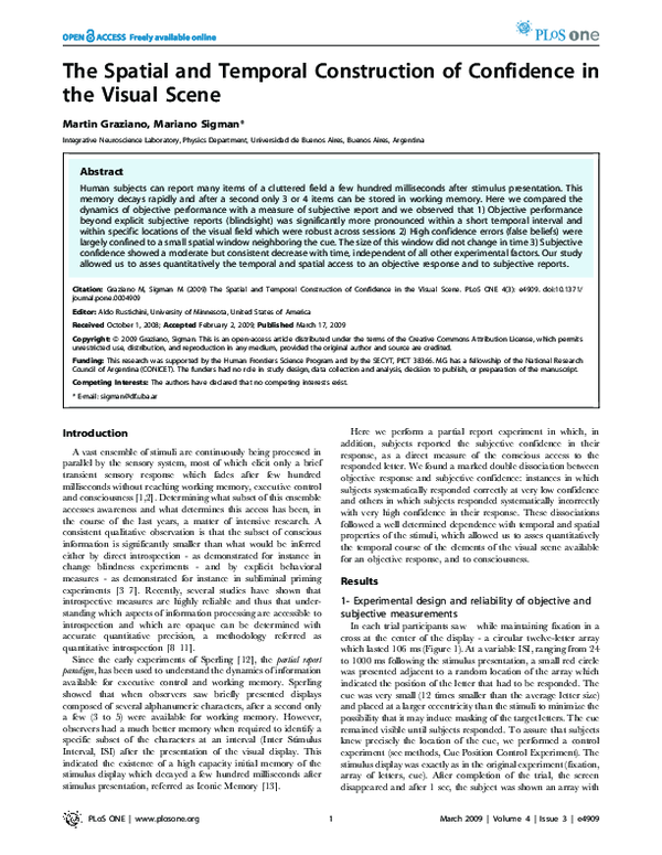 (PDF) The Spatial and Temporal Construction of Confidence in the Visual ...