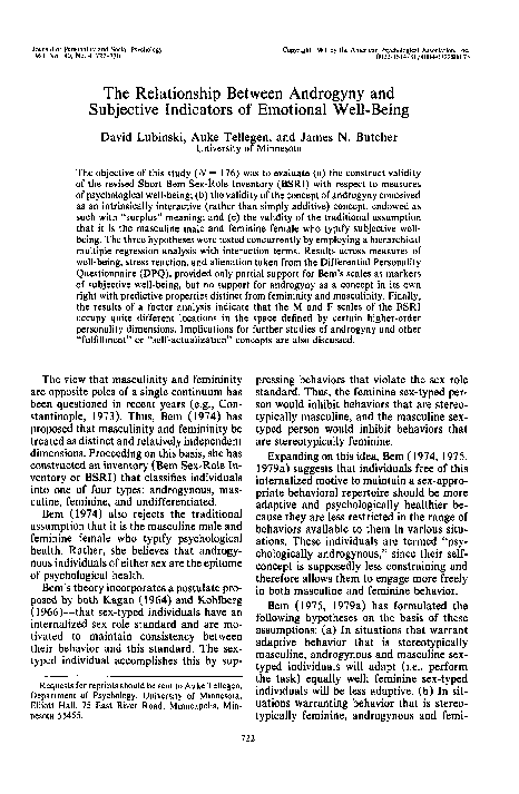 (PDF) The relationship between androgyny and subjective indicators of ...
