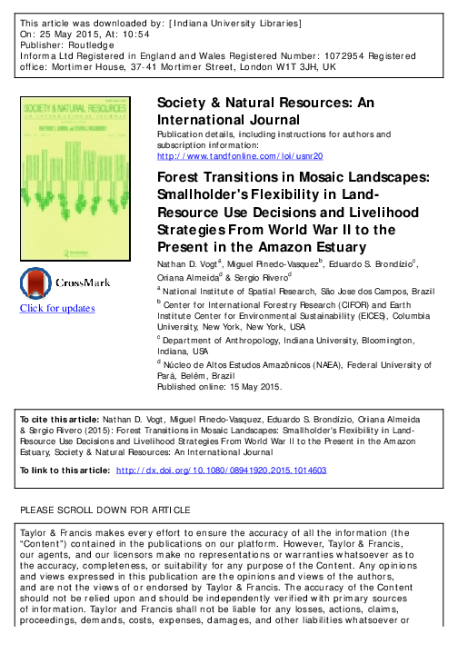 (PDF) Forest Transitions in Mosaic Landscapes: Smallholder's ...
