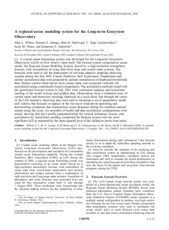 (PDF) A regional ocean modeling system for the Long-term Ecosystem ...