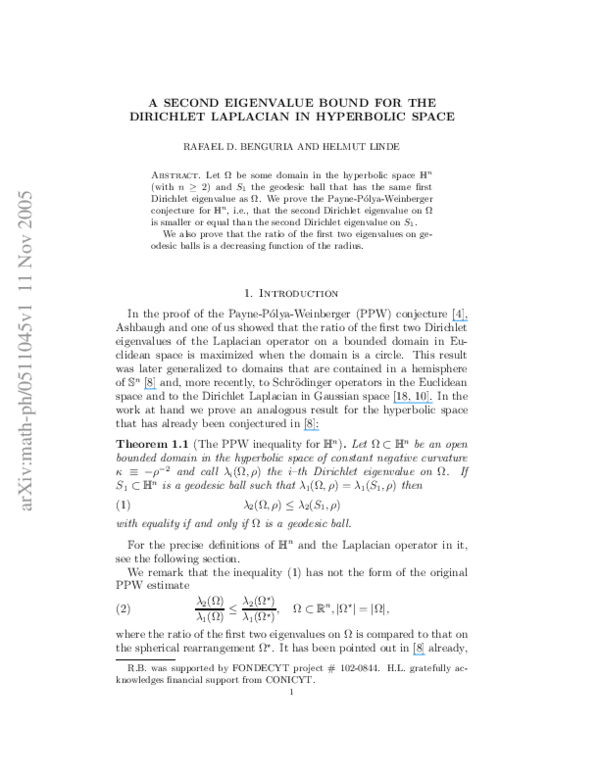 (PDF) A second eigenvalue bound for the Dirichlet Laplacian in ...