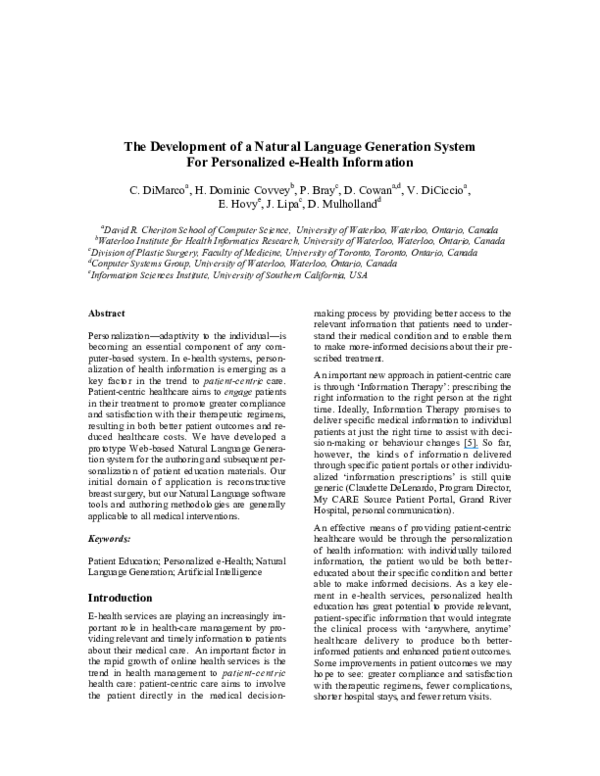 (PDF) The development of a natural language generation system for ...