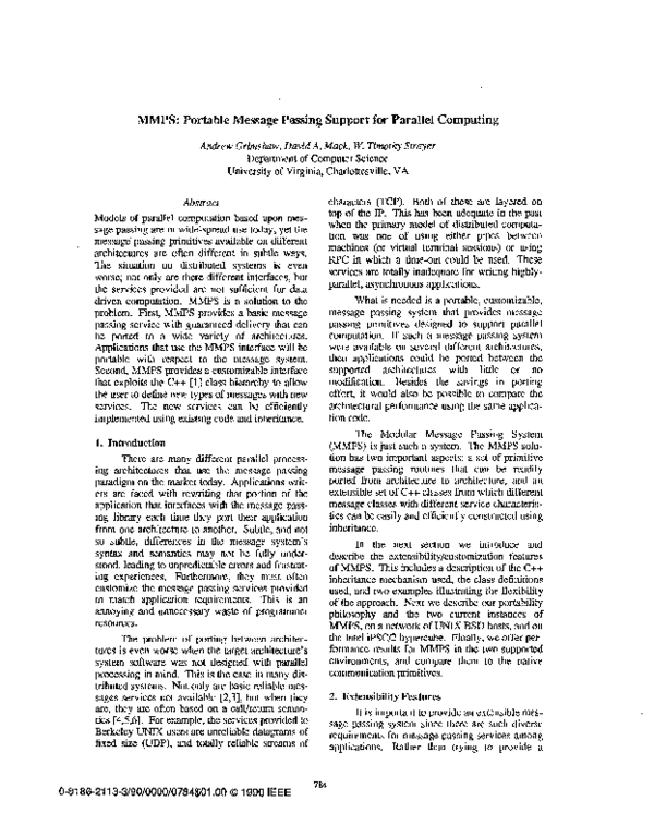 (PDF) MMPS: Portable Message Passing §U ort for Parallel Computing