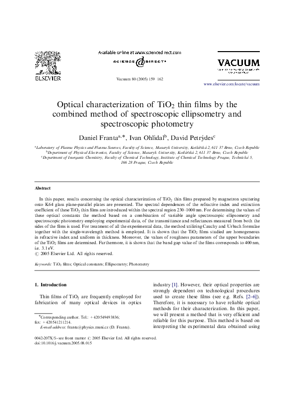 (PDF) Optical characterization of thin films by the combined method of ...