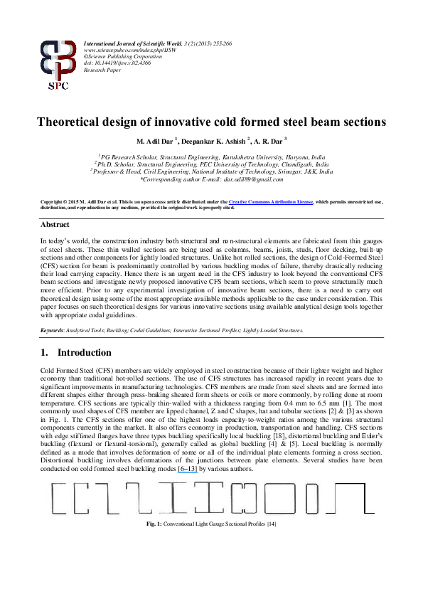 (PDF) Theoretical design of innovative cold formed steel beam sections