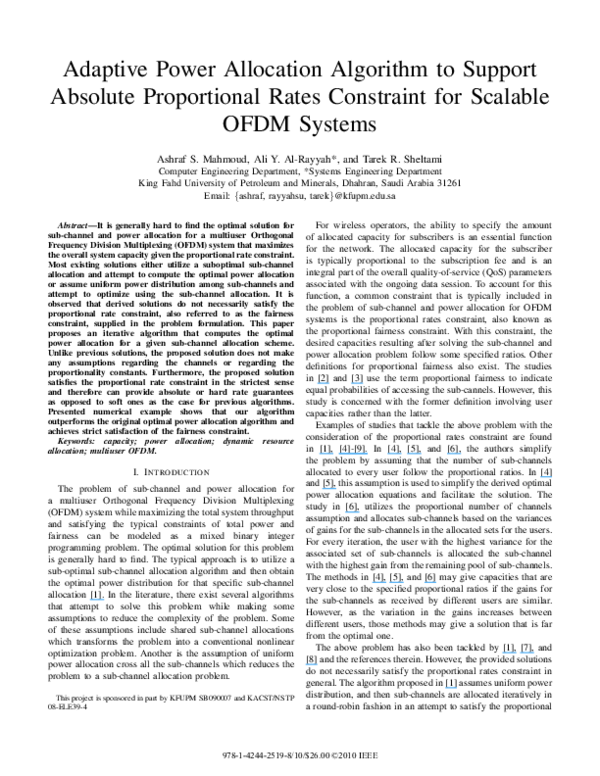 (PDF) Adaptive Power Allocation Algorithm to Support Absolute ...