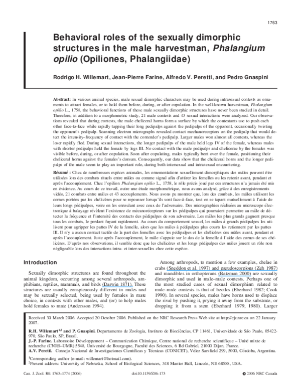 (PDF) Behavioral roles of the sexually dimorphic structures in the male ...