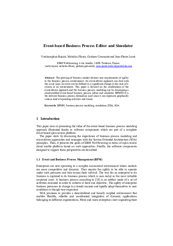 (PDF) Event-Based Business Process Editor and Simulator