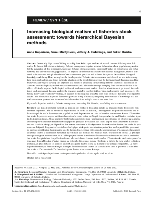  pdf increasing biological realism of fisheries stock assessment