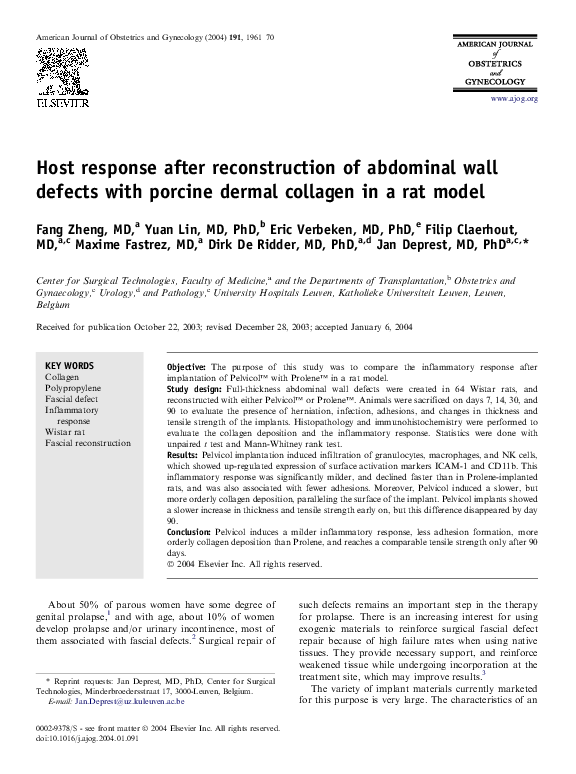 (PDF) Host response after reconstruction of abdominal wall defects with ...