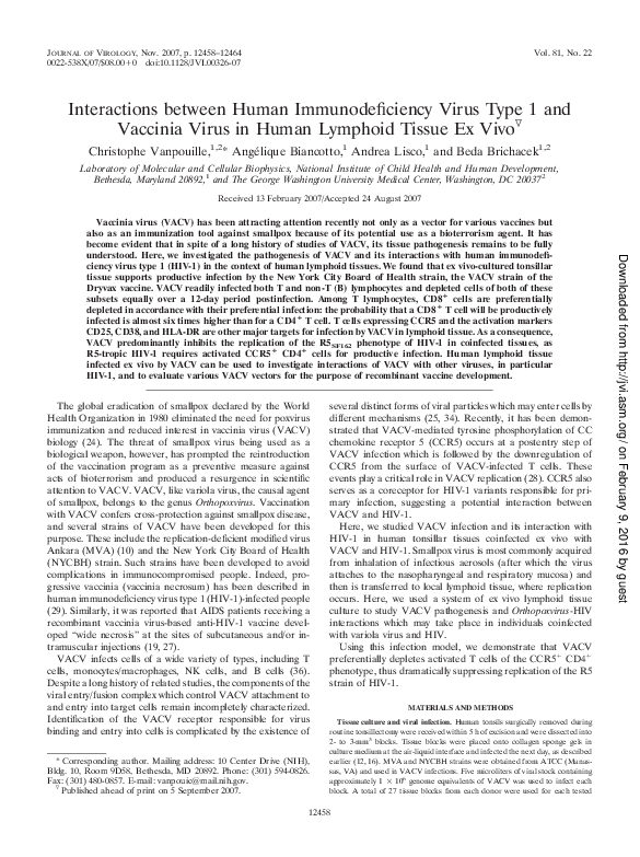 (PDF) Interactions between Human Immunodeficiency Virus Type 1 and ...
