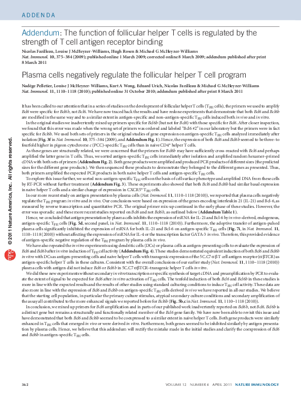 (PDF) The function of follicular helper T cells is regulated by the ...