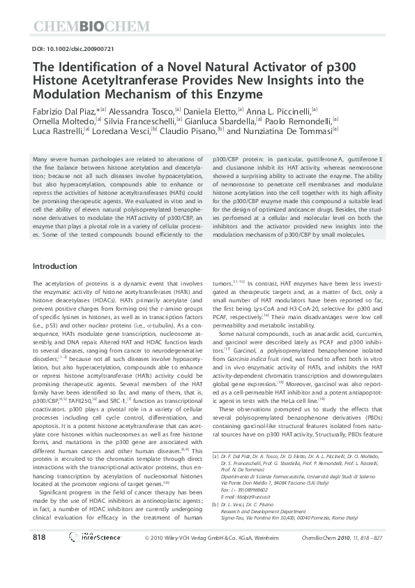 (PDF) The Identification of a Novel Natural Activator of p300 Histone ...