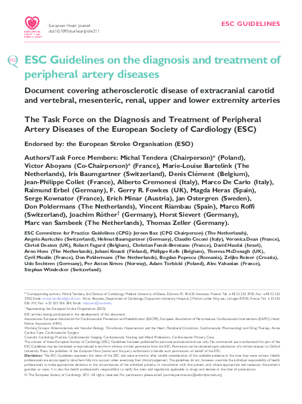 (PDF) ESC Guidelines on the diagnosis and treatment of peripheral ...