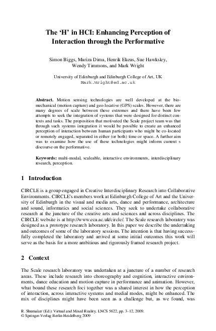 (PDF) The ‘H’ in HCI: Enhancing Perception of Interaction through the ...