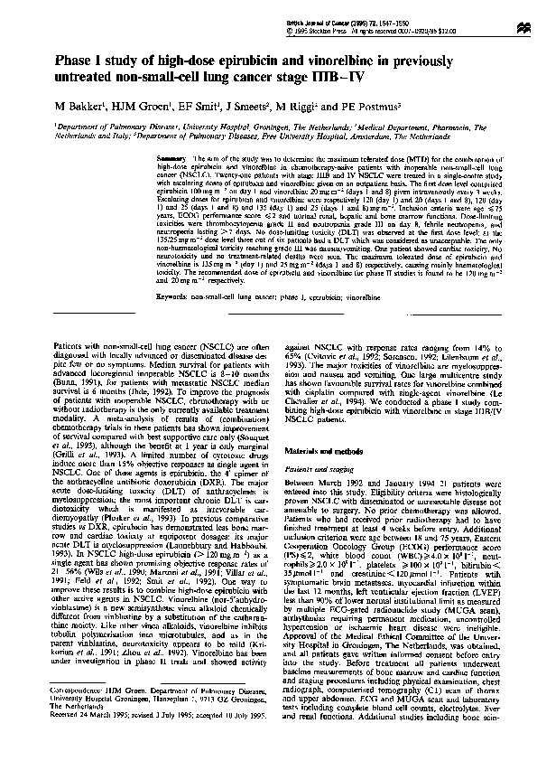 (PDF) Phase I study of high-dose epirubicin and vinorelbine in ...