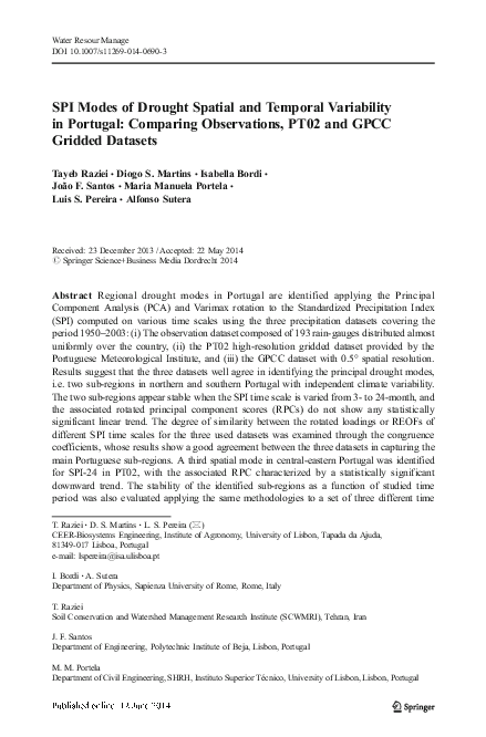 (PDF) SPI Modes of Drought Spatial and Temporal Variability in Portugal ...
