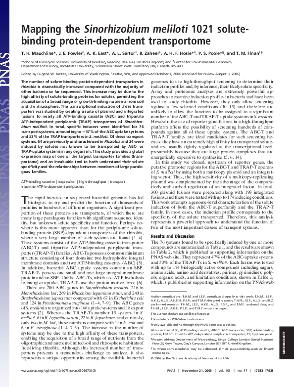 (PDF) Mapping the Sinorhizobium meliloti 1021 solute-binding protein ...