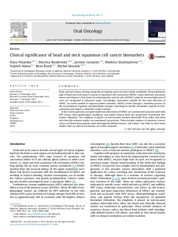 (PDF) Clinical significance of head and neck squamous cell cancer ...