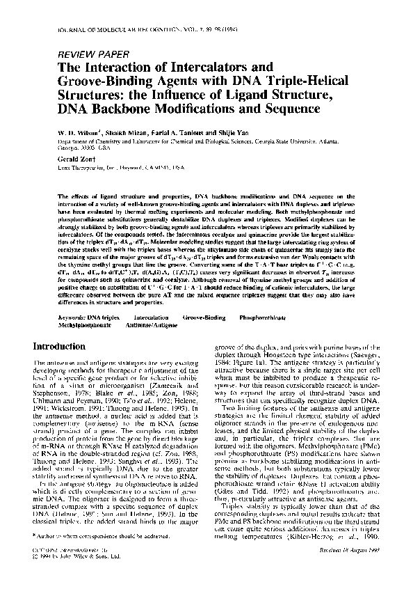 (PDF) The interaction of intercalators and groove-binding agents with ...