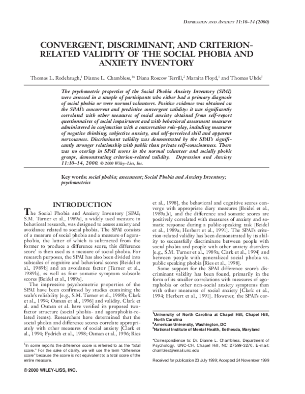 (PDF) Convergent, discriminant, and criterion-related validity of the ...