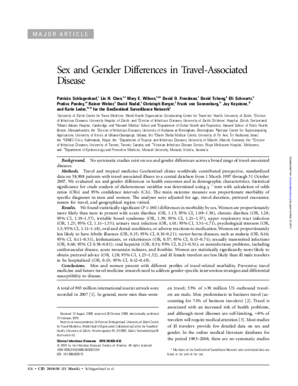(PDF) Sex and Gender Differences in Travel‐Associated Disease