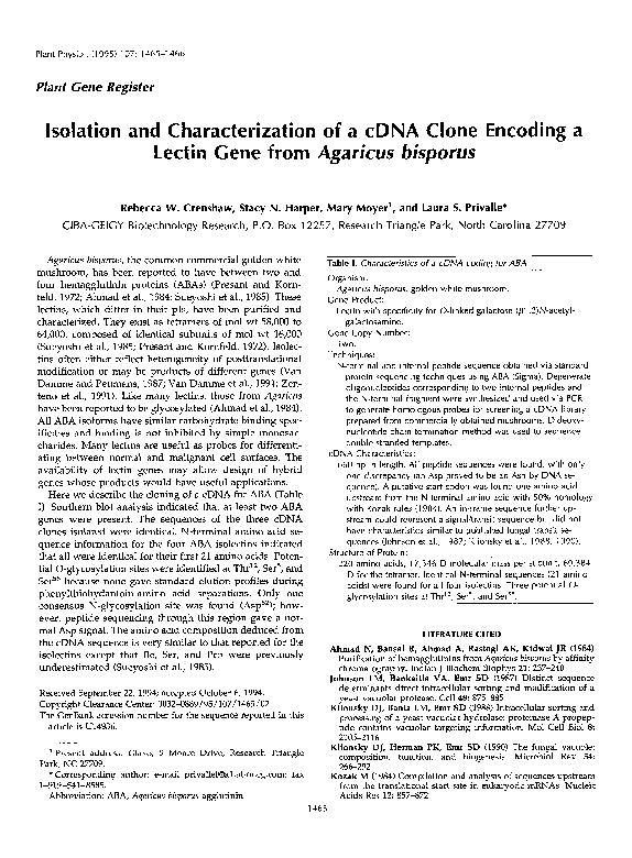 (PDF) Isolation and characterization of a cDNA clone encoding human ...