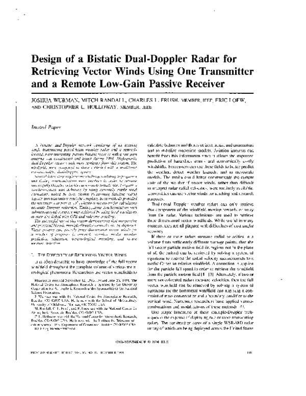(PDF) Design of a bistatic dual-Doppler radar for retrieving vector ...