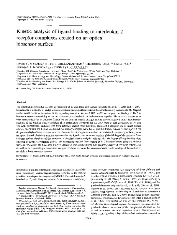 (PDF) Kinetic analysis of ligand binding to interleukin-2 receptor ...