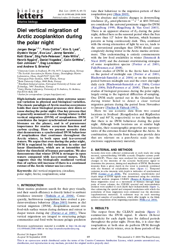 (PDF) Diel vertical migration of Arctic zooplankton during the polar night