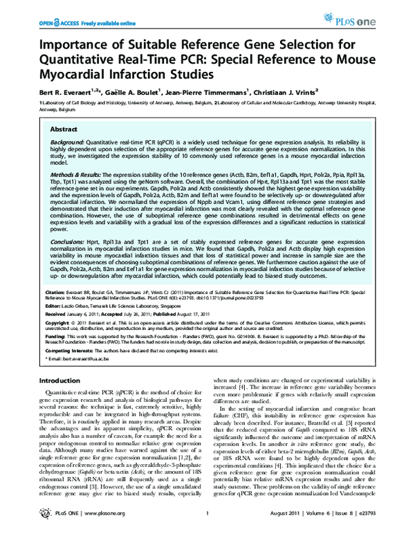 (PDF) Importance of Suitable Reference Gene Selection for Quantitative ...